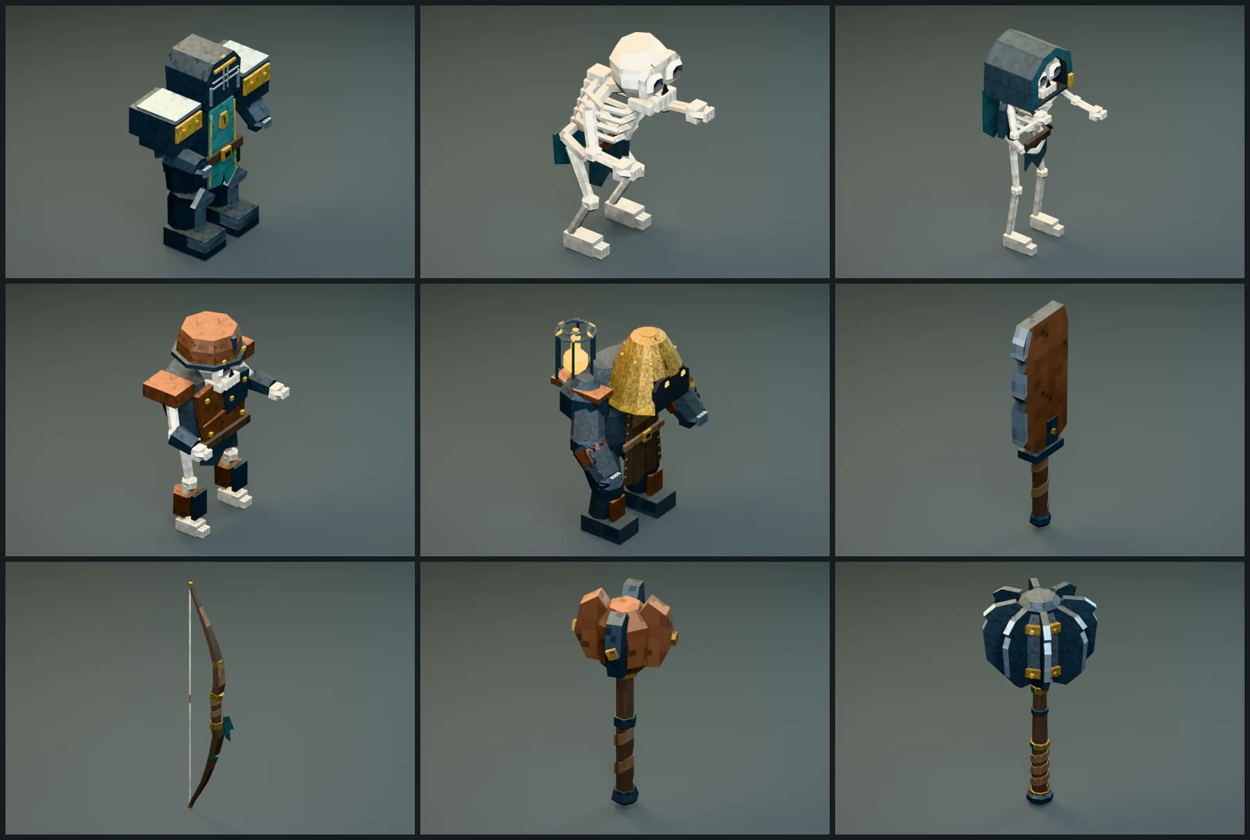 Pacote Gótico de Personagens e Armas: os 9 modelos 3D reais incluídos